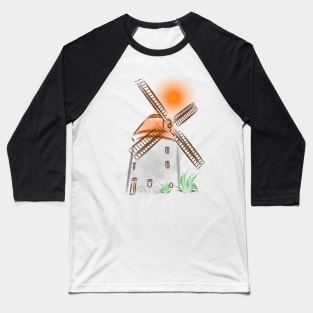 Scenic Windmill Baseball T-Shirt
